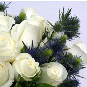 Simple Elegance - Roses and Eryngium - Click Image to Close