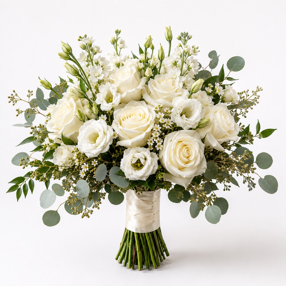 Classic White & Green bridal bouquet