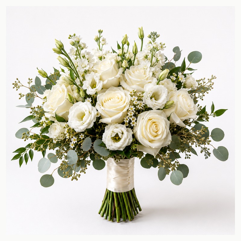 Classic White & Green Bridal Bouquet